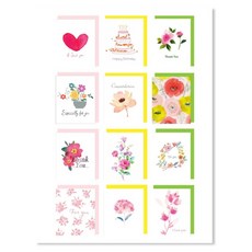 Hallmark 現代花卉生日祝福感謝迷你卡片12款組, 2套, 混合顏色