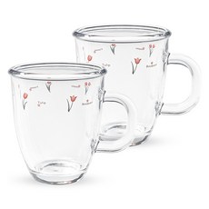 바칠레 홈카페 강화유리 머그컵 375ml, 로맨스, 2개