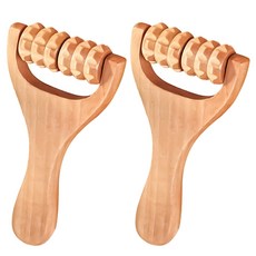 小麥購物 G848 木質滾輪按摩滾輪 齒彈弓, 木頭色, 2個