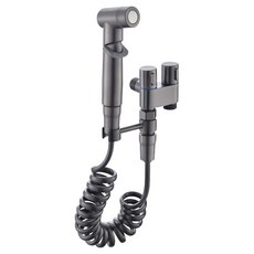 樂居家 一進二出馬桶噴槍套組 ABS噴槍+分流閥+伸縮軟管 雙開關獨立控制, 黑色, ABS噴搶 14 x 6cm + 分流閥 7 x 6.3cm + 伸縮軟管 180cm