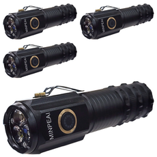 明沛 P40 LED 職人35W 大功率手電筒 MP3209 (黑色) - USB充電 五種亮度選擇 磁吸設計 生活防水, 4個