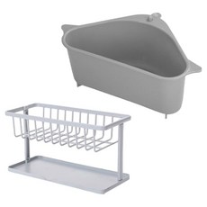 O-ON 簡易黏貼式水槽置物架 + 簡易水槽立式置物架組合, 1套, 混色