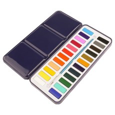 Pick&Home 方便固體水彩藍色鐵盒組, 24色