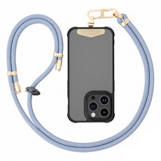 LEEU DESIGN 高質可調節金屬墊片編織手機掛繩, 午夜藍, 1條