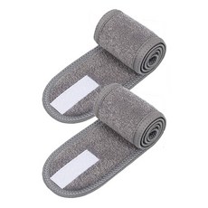 AHOYE 魔鬼氈可調式洗臉髮帶 灰色 2個 可調鬆緊 柔軟親膚