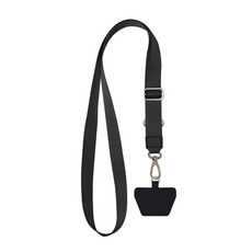 AHOYE 斜背頸掛手機掛繩 附夾片, 黑色, 1條