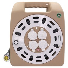 러그 베이직 케이블 릴선 멀티탭 4구 와이드 캡형 1.5SQ LUG-G25MP-A, 1개, 크림브라운, 25m