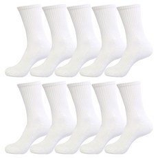 首爾襪 男性長筒雙層底氣墊運動襪 10雙, 素色白, 10個