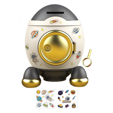 Pick&Home 可愛存錢筒 + 貼紙組, 灰金色(房屋), 1套