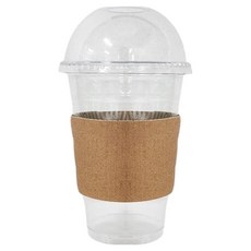 Iroul生活 透明PET冰杯 + 圓頂蓋 + 素色杯套組, 1套, 470ml, 50入