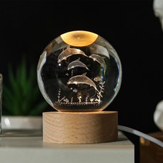 ALL SPLENDID 海豚 水晶球 6cm + USB實木燈座 7 x 2cm