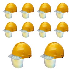 동명 고급형 투구형 투명창 골드보안경 안전모, 옐로우, 10개