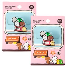 라인프렌즈 아크릴 클립 마그넷, 핑크, 2개