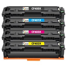 inkmade CF400X CF401X CF403X CF402X 大容量相容碳粉匣4色套組, 1套, 黑色 + 藍色 + 紅色 + 黃色