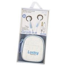키키슛 파이니스트랩 키키 해피 데이 파우치 유선 이어폰 3.5mm, 블루