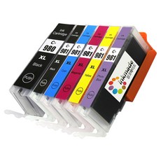 잉크메이드 캐논 PGI-980 CLI-981 XL 대용량 호환잉크 6종 세트, 포토검정 + 검정 + 파랑 + 빨강 + 노랑 + 포토블루, 1세트