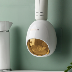 蕉蕉購物 輕奢風無痕自動擠牙膏器 免打孔真空設計 可拆洗衛浴用品, 1個, 茶色