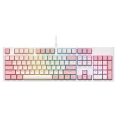 COX 可換軸 Kailh 光軸 V2 電競有線鍵盤, 紅軸, 白色 + 粉紅色, CY104K