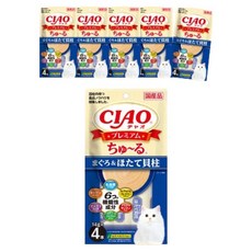 챠오츄르 고양이 프리미엄 짜먹는 간식 4p, 혼합맛(참치/가리비관자), 56g, 6개