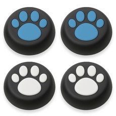 스페이스쉴드 닌텐도 스위치 2 조이콘 호환 고양이 발바닥 실리콘 스틱 캡 4세트, 블랙블루, 블랙화이트, 1세트