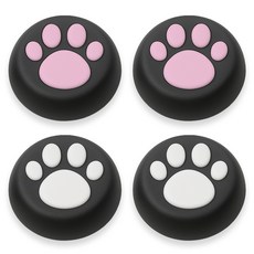 스페이스쉴드 닌텐도 스위치 2 조이콘 호환 고양이 발바닥 실리콘 스틱 캡 4세트, 블랙핑크, 블랙화이트, 1세트