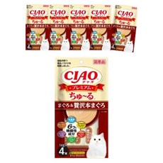 챠오츄르 고양이 프리미엄 짜먹는 간식 4p, 혼합맛(참치/제이타크 혼마구로), 56g, 6개