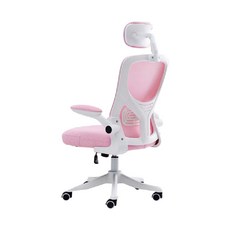 辨公椅 57 x 57 x 123cm 白框粉網 人體工學設計 可調節頭枕