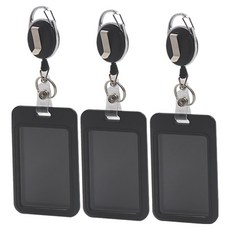 Glo-us 高級型折疊扣員工證名牌, 3個, 黑色