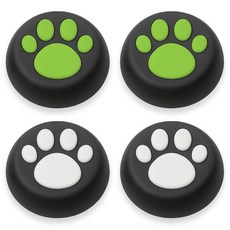 스페이스쉴드 닌텐도 스위치 2 조이콘 호환 고양이 발바닥 실리콘 스틱 캡 4세트, 블랙그린, 블랙화이트, 1세트