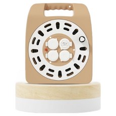 LUGBOX 箱型 USB 蓋式寬版延長線捲線盤 2孔, 1個, 30m, 奶油棕色