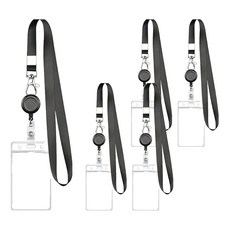 Glowus 高級型公司員工證名牌 直式 + 卡套組, 5套, 透明