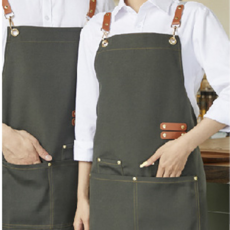 Axis 艾克思 可調式防潑水防油多口袋帆布圍裙 素色 耐磨耐用, 軍綠色, 1件