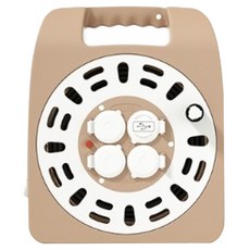 LUGBOX 盒裝 1.5SSQ 寬版接地延長線捲盤 3孔 USB, 1個, 20m, 奶油棕