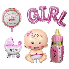 Khohimo 迎嬰派對 性別揭曉派對 氣球組 5W0347, 女孩, 1套