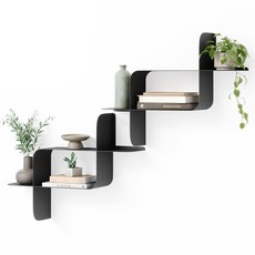 UMBRA MONTAGE 壁掛式層架 2入, 2層, 金屬黑