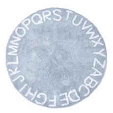 bebehome 仿羊絨圓形卡通地墊, 藍色字母