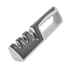 AHOYE 三段式家用磨刀磨剪刀器 磨刀 磨刀器具 磨刀架, 1個, 灰色