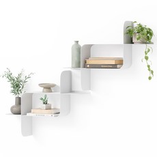 UMBRA MONTAGE 壁掛式層架 2入, 2層, 金屬白