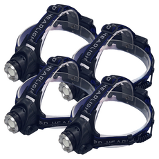 明沛 T6 LED強光調焦頭燈 MP6743 150g, 黑色, 4組