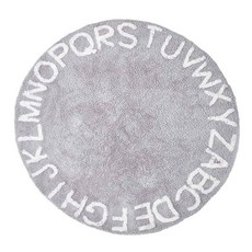 bebehome 仿羊絨圓形卡通地墊, 灰色字母