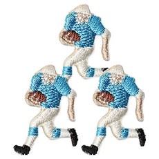 동대문단추왕 열접착식 자수 와펜 패치 럭비선수 미니, 혼합색상, 3개