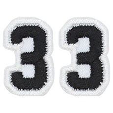 동대문단추왕 열접착식 자수 숫자 와펜 패치 3, 블랙, 2개