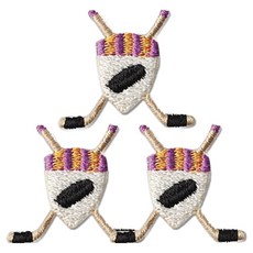 동대문단추왕 열접착식 자수 와펜 패치 하키심볼 미니, 혼합색상, 3개