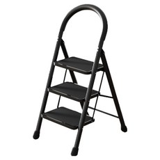 접이식 스툴 안전사다리 3단 블랙, 1개
