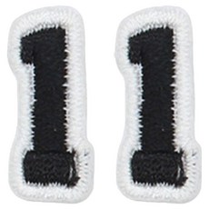 동대문단추왕 열접착식 자수 숫자 와펜 패치 1, 블랙, 2개