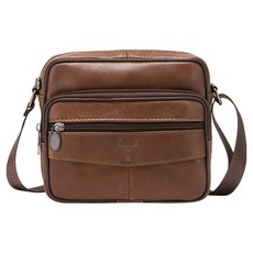 BLUEMOUNT 男用牛皮迷你斜背包 APZ11018, 棕色