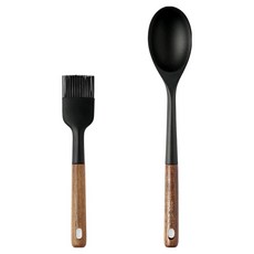 EasySili Nova 木柄矽膠廚具2件組, 1套, 油刷 + 炒匙, 單一顏色
