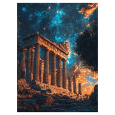DULU 초보자용 DIY 명화그리기 캔버스 + 페인트 + 브러쉬 세트 30 x 40 cm, 타입2, 1세트