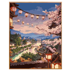 DULU 재미있는 DIY 명화그리기 캔버스 + 페인트 + 브러쉬 세트 40 x 50 cm, 타입16, 1세트