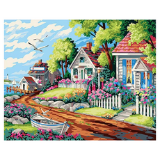 DULU 재미있는 DIY 명화그리기 캔버스 + 페인트 + 브러쉬 세트 40 x 50 cm, 타입13, 1세트